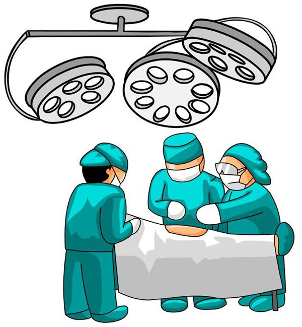 Desenho de bloco operatório para ilustrar a transplantação